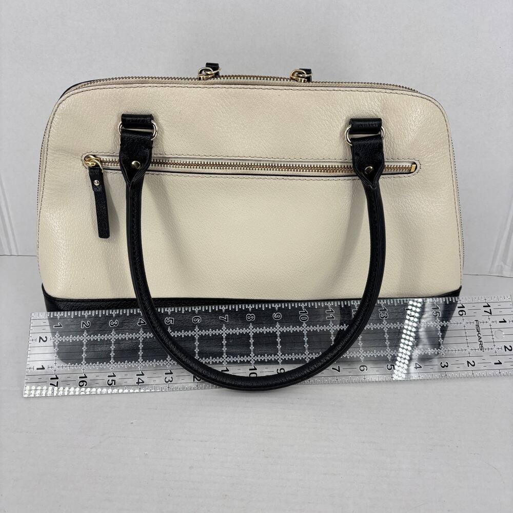 Kate Spade Rachelle Berkeley Satchel Handbag Cream Black Leather Double Handle - Picture 15 of 16